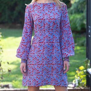 Rungolee Naomi 100% Silk Dress Preppy Boho Spring Summer Career Womens M